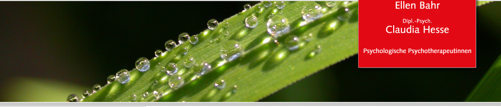 Bild Wassertropfen auf Gras   [von Dipl.-Psych. Ellen Bahr und  Dipl.-Psych. Claudia Hesse Psychologische Psychotherapeutinnen in Kln]